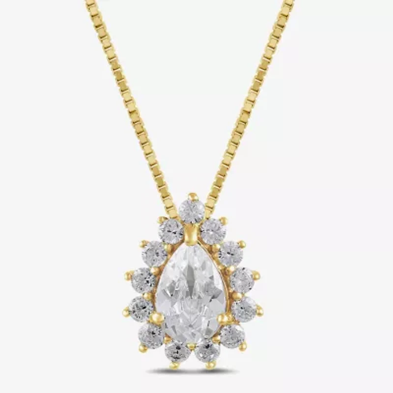 Womens 1/2 CT. T.W. Lab Grown White Diamond 10K Gold Pear 18 Inch Pendant Necklace