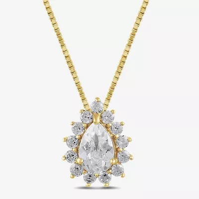 Womens 1/2 CT. T.W. Lab Grown White Diamond 10K Gold Pear 18 Inch Pendant Necklace