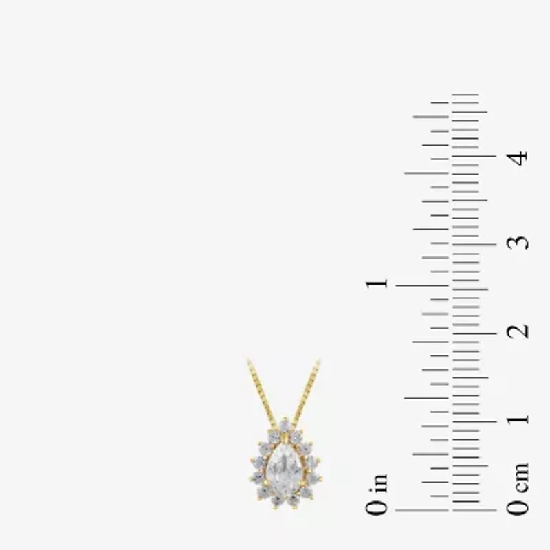 Womens 1/2 CT. T.W. Lab Grown White Diamond 10K Gold Pear 18 Inch Pendant Necklace