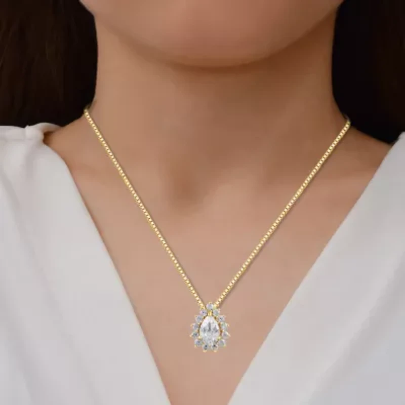 Womens 1/2 CT. T.W. Lab Grown White Diamond 10K Gold Pear 18 Inch Pendant Necklace
