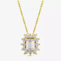 Womens 1/ CT. T.W. Lab Grown White Diamond 10K Gold Inch Pendant Necklace