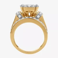 (G / Si1-Si2) Womens 3 CT. T.W. Lab Grown White Diamond 10K Gold Round Side Stone Engagement Ring