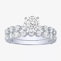 (G / Si2) Womens 2 CT. T.W. Lab Grown White Diamond 10K Gold Round Side Stone Bridal Set