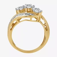Love Lives Forever Womens 2 CT. T.W. White Diamond 10K Gold Side Stone 3-Stone Engagement Ring