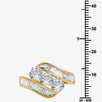 Love Lives Forever Womens 2 CT. T.W. White Diamond 10K Gold Side Stone 3-Stone Engagement Ring
