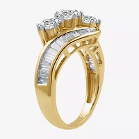 Love Lives Forever Womens 2 CT. T.W. White Diamond 10K Gold Side Stone 3-Stone Engagement Ring