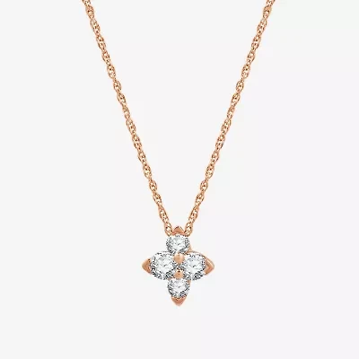 Womens 1/4 CT. T.W. Lab Grown White Diamond 14K Rose Gold Over Silver 18 Inch Pendant Necklace