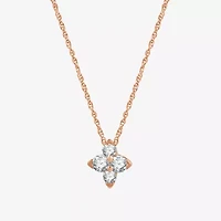 Womens 1/4 CT. T.W. Lab Grown White Diamond 14K Rose Gold Over Silver 18 Inch Pendant Necklace