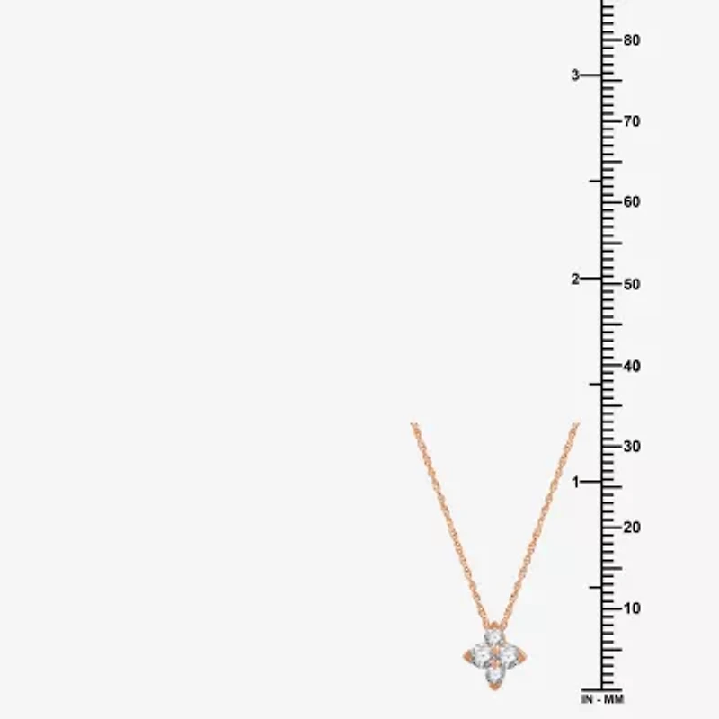 Womens 1/4 CT. T.W. Lab Grown White Diamond 14K Rose Gold Over Silver 18 Inch Pendant Necklace
