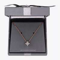 Womens 1/4 CT. T.W. Lab Grown White Diamond 14K Rose Gold Over Silver 18 Inch Pendant Necklace