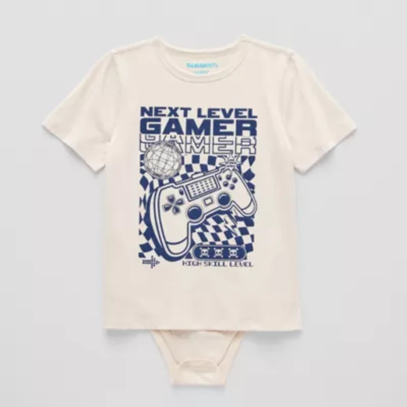 Thereabouts Little & Big Kid Boys Bodysuit Closure Easy-on + Easy-off Adaptive Crew Neck Short Sleeve