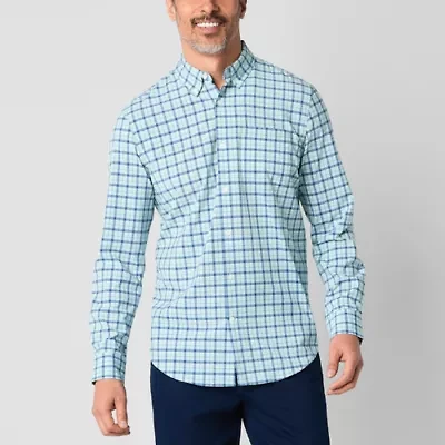St. John's Bay Performance Mens Long Sleeve Classic Fit Stretch Fabric Button-Down Shirt