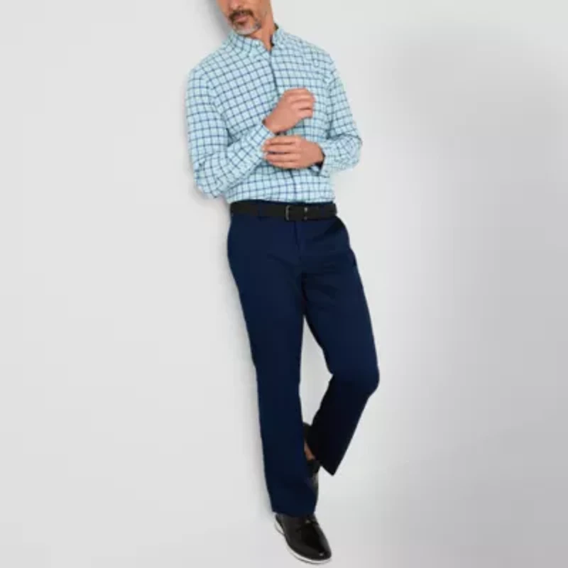 St. John's Bay Performance Mens Long Sleeve Classic Fit Stretch Fabric Button-Down Shirt
