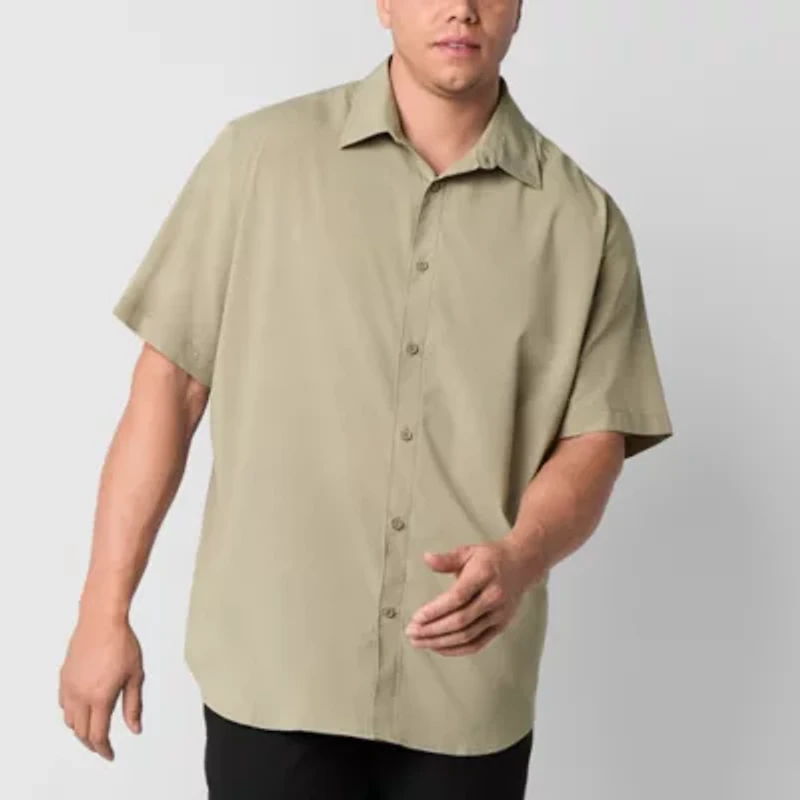 Stylus Mens Short Sleeve Regular Fit Big and Tall Button-Down Shirt