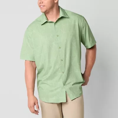 Stylus Mens Short Sleeve Fitted Regular Fit Big and Tall Button-Down Shirt