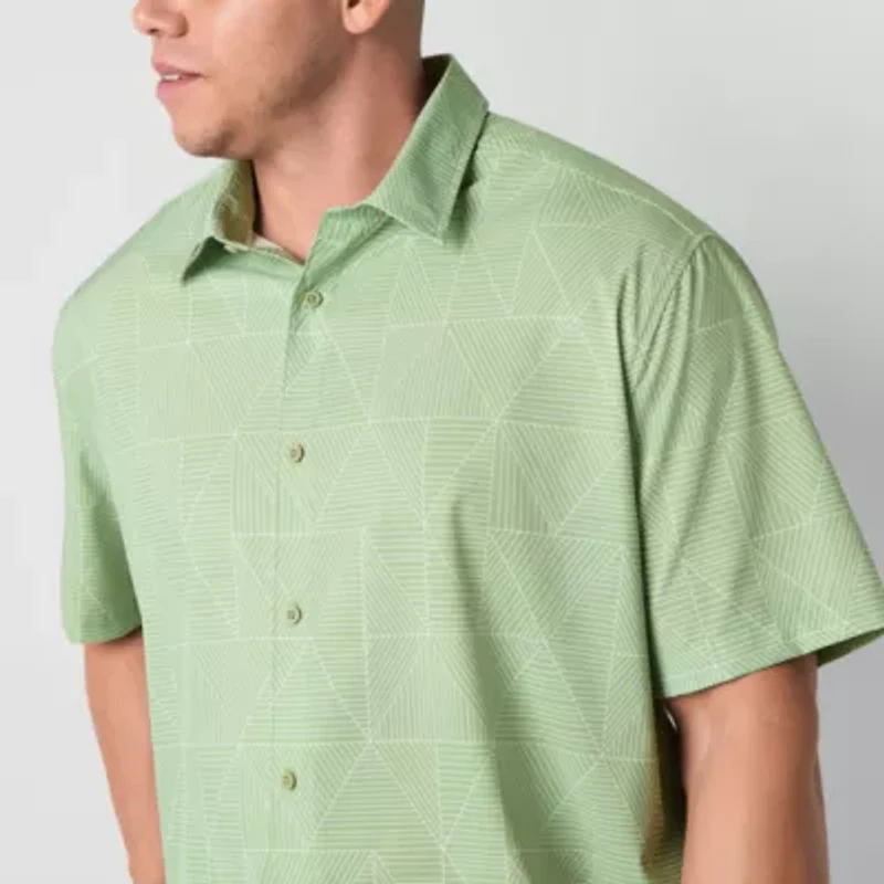 Stylus Mens Short Sleeve Fitted Regular Fit Big and Tall Button-Down Shirt