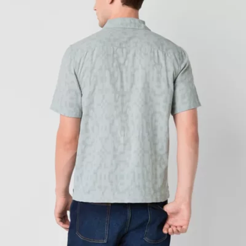 mutual weave Mens Short Sleeve Regular Fit Button-Down Shirt
