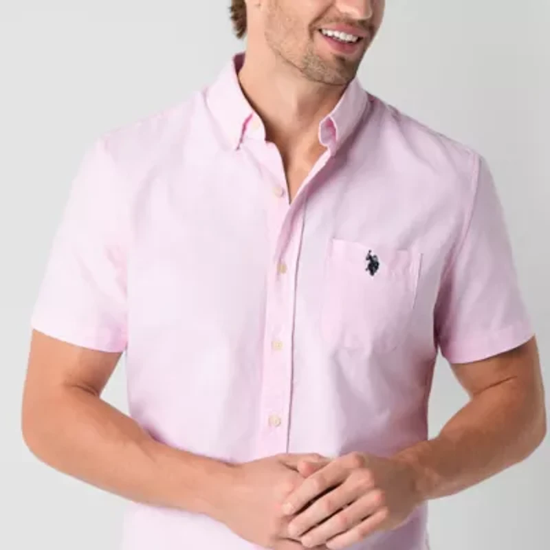 U.S. Polo Assn. Oxford Mens Short Sleeve Classic Fit Embroidered Button-Down Shirt
