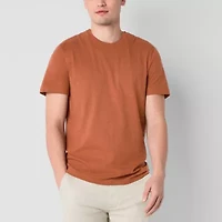 mutual weave Slub Mens Easy-on + Easy-off Crew Neck Short Sleeve Adaptive T-Shirt