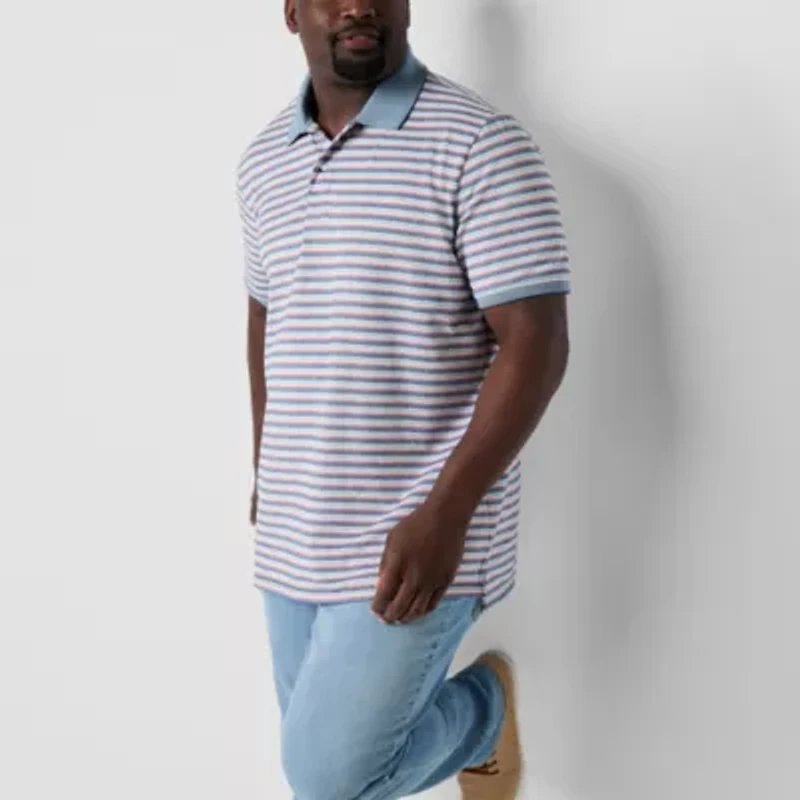 St. John's Bay Essential Oxford Big and Tall Mens Classic Fit Short Sleeve Polo Shirt