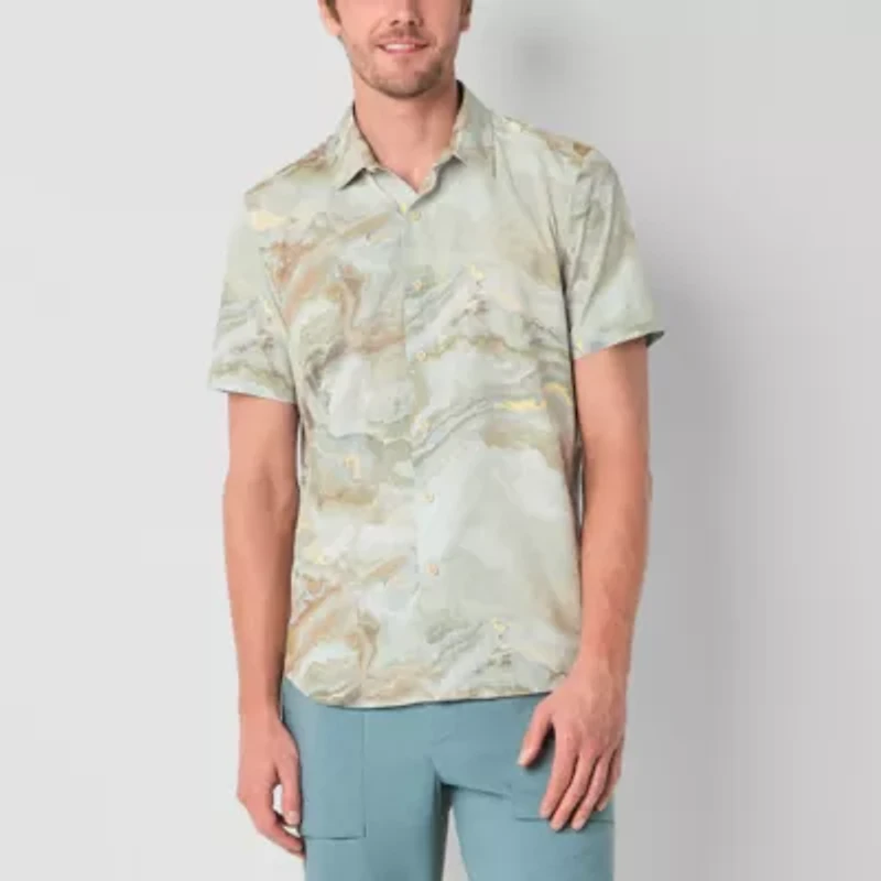 Stylus Mens Short Sleeve Regular Fit Button-Down Shirt