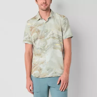 Stylus Mens Short Sleeve Fitted Sleeve Regular Fit Button-Down Shirt