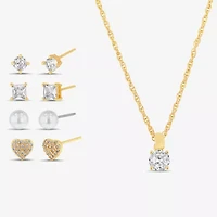 olivia and jackson Womens Cubic Zirconia Heart Round 5-pc. Jewelry Set with Travel Case