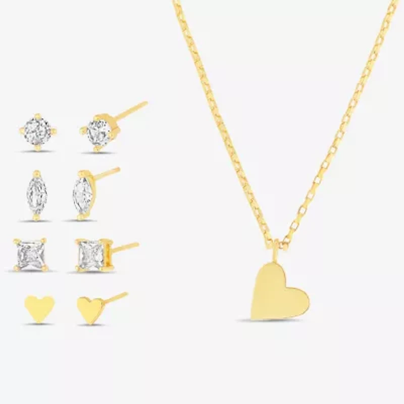 olivia and jackson Womens Cubic Zirconia Heart Round Marquise 5-pc. Jewelry Set with Travel Case