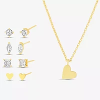 olivia and jackson Womens Cubic Zirconia Heart Round Marquise 5-pc. Jewelry Set with Travel Case