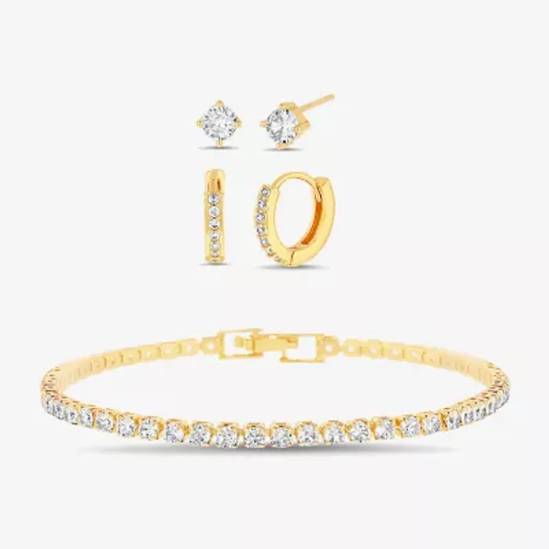 olivia and jackson Womens Cubic Zirconia Round 3-pc. Jewelry Set with Travel Case