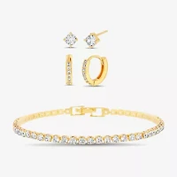 olivia and jackson Womens Cubic Zirconia Round 3-pc. Jewelry Set with Travel Case