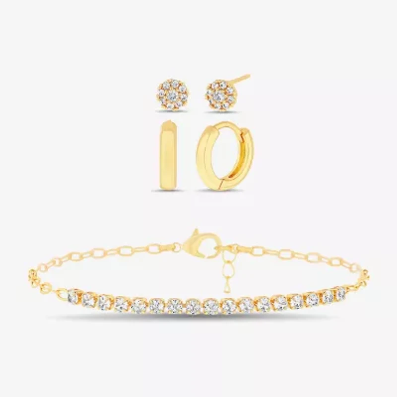 olivia and jackson Womens Cubic Zirconia Round 3-pc. Jewelry Set with Travel Case