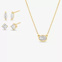 olivia and jackson Womens Cubic Zirconia Oval Marquise 3-pc. Jewelry Set with Travel Case