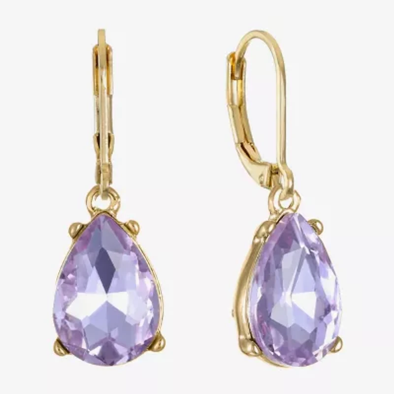 Monet Jewelry Womens Purple Glass Drop Earrings