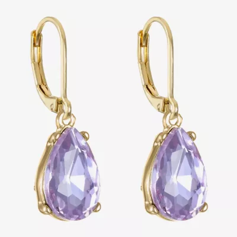 Monet Jewelry Womens Purple Glass Drop Earrings