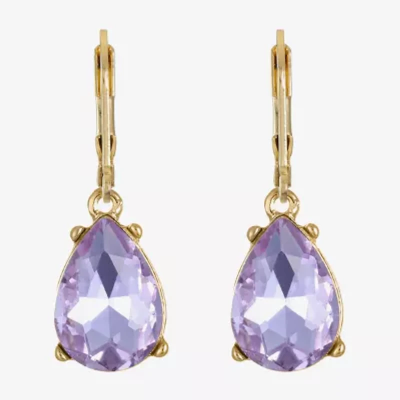 Monet Jewelry Womens Purple Glass Drop Earrings