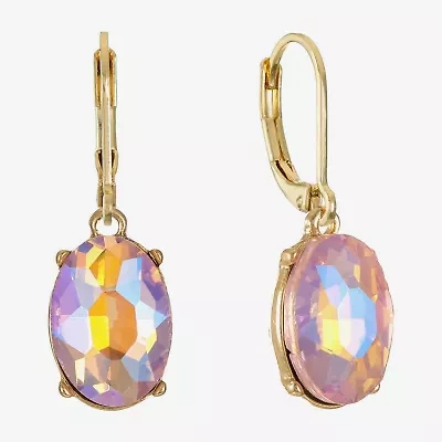 Monet Jewelry Womens Orange Glass Oval Drop Earrings