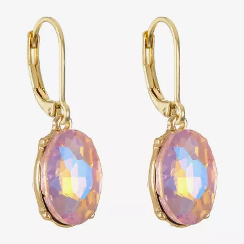 Monet Jewelry Womens Orange Glass Oval Drop Earrings