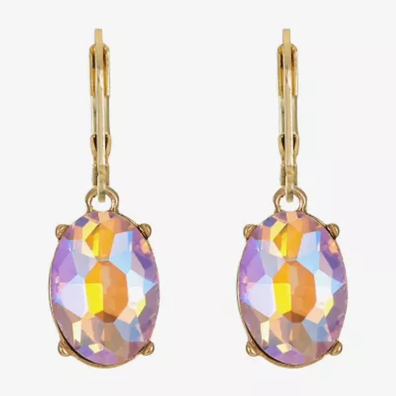 Monet Jewelry Womens Orange Glass Oval Drop Earrings
