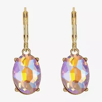Monet Jewelry Womens Orange Glass Oval Drop Earrings