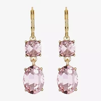 Monet Jewelry Womens Pink Glass Oval Drop Earrings