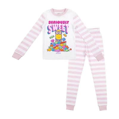 Little & Big Kid Girls Minions Crew Neck Long Sleeve 2-pc. Pajama Sets