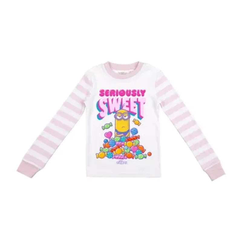 Little & Big Kid Girls Minions Crew Neck Long Sleeve 2-pc. Pajama Sets