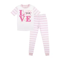 Little & Big Kid Girls Crew Neck Short Sleeve 2-pc. Pajama Sets
