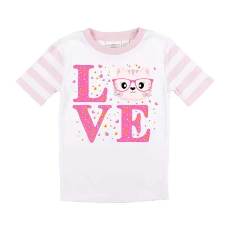 Little & Big Kid Girls Crew Neck Short Sleeve 2-pc. Pajama Sets