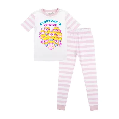Little & Big Kid Girls Minions Crew Neck Short Sleeve 2-pc. Pajama Sets