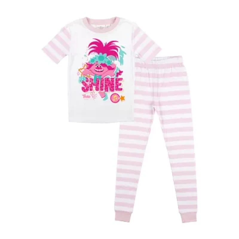 Little & Big Kid Girls Trolls Crew Neck Short Sleeve 2-pc. Pajama Sets