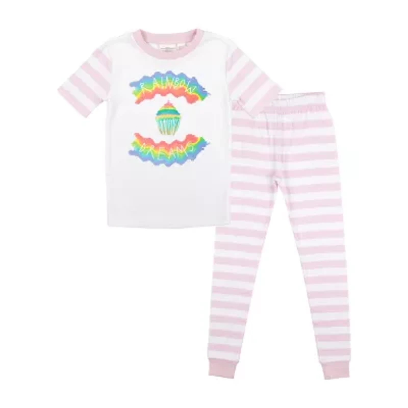 Little & Big Kid Girls Crew Neck Short Sleeve 2-pc. Pajama Sets