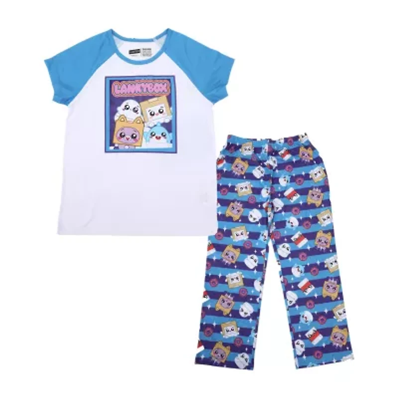 Little & Big Kid Girls Lankybox Crew Neck Short Sleeve 2-pc. Pajama Sets
