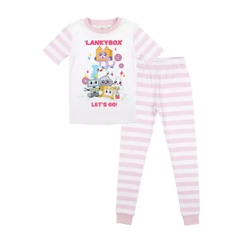 Little & Big Kid Girls Lankybox Crew Neck Short Sleeve 2-pc. Pajama Sets
